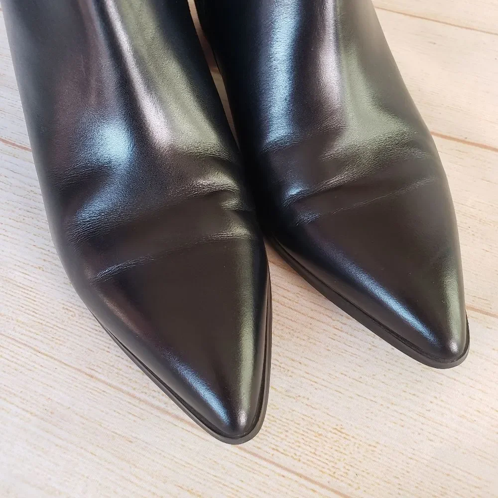 Vaneli Nappa Leather Suede Black Ankle Boots Booties Pointy Toe Black Size 8M